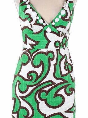 Milly Green White and Brown Printed Dress